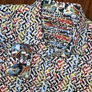 Robert Graham Long Sleeve Button Up Colorful Geometric Men's 3XL Flip Cuff